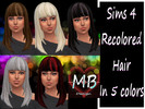 Sims 4 — YF Long Hair with fringe recolored by MorganeB2 — Five Colors for this long hair with fringe.