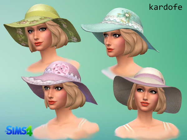 Sims 4 — kardofe_SunHat_recolor by kardofe — Pamela decorated with romantic motifs