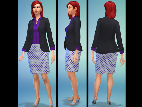 Sims 4 — Polka Dot Knee Length Professional Skirt by Ominator2 — Nice to wear to the office, fun little polka dot skirt,