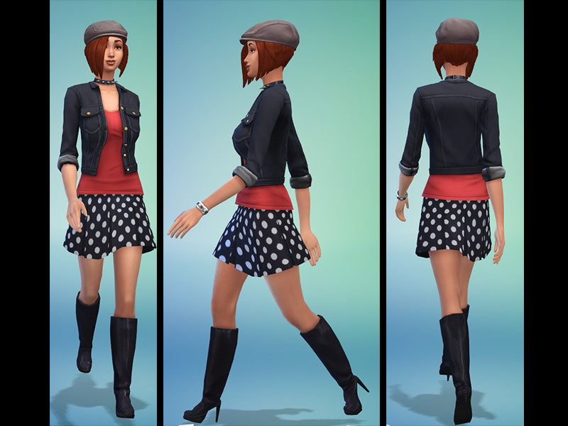 Sims 4 The Sims Resource | Pleated Black Skirt with White Polka Dots by TSR Creator