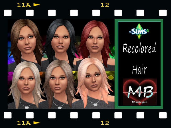 Sims 4 — Medium Hair Recolored by MorganeB2 — Medium Hair Recolored in 6 options