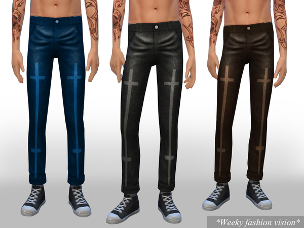 The Sims Resource - Cropped male jeans
