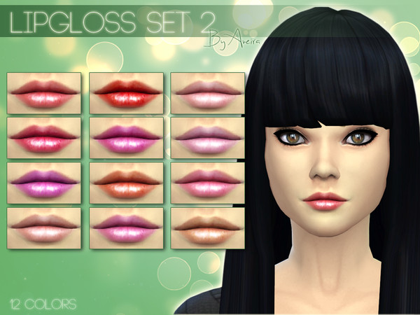 Sims 4 — Lipgloss Set 2 - 12 Colors by Aveira — Lipgloss in 12 colors (with custom thumbnail)