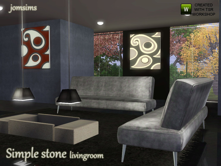 The Sims Resource - Simple stone Livingroom