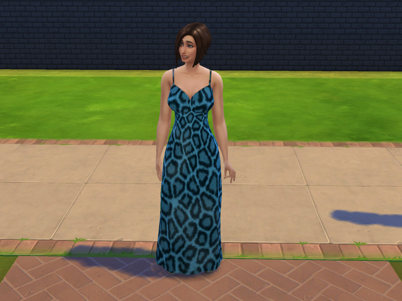 Sims 4 The Sims Resource | Patterned Maxi Dresses - Blue Leopard Print [FYA] by TSR Creator