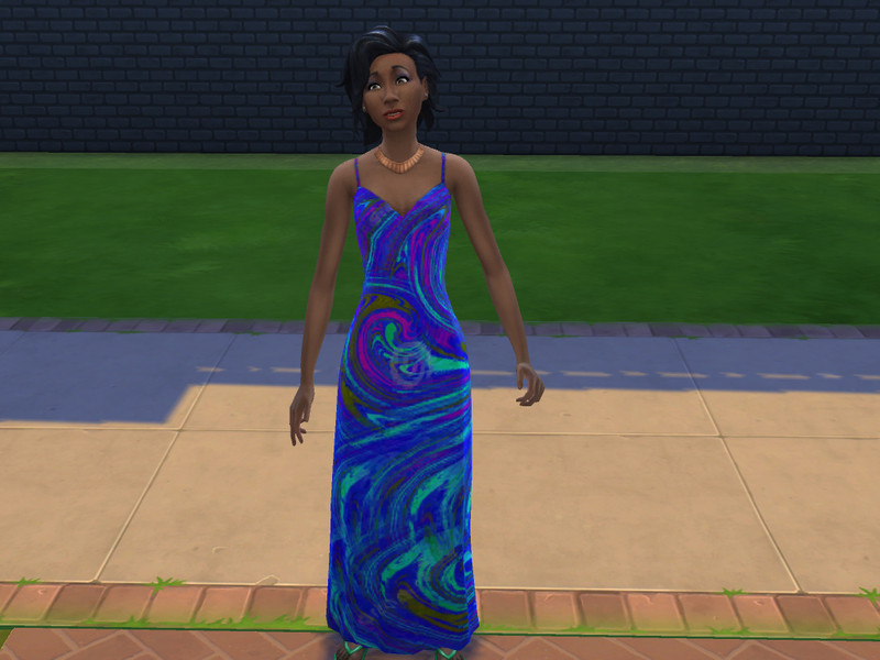 Sims 4 The Sims Resource | Patterned Maxi Dresses - Blue Swirl [FYA] by TSR Creator