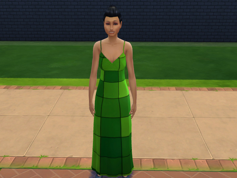 Sims 4 The Sims Resource | Patterned Maxi Dresses - Green Squares [FYA] by TSR Creator