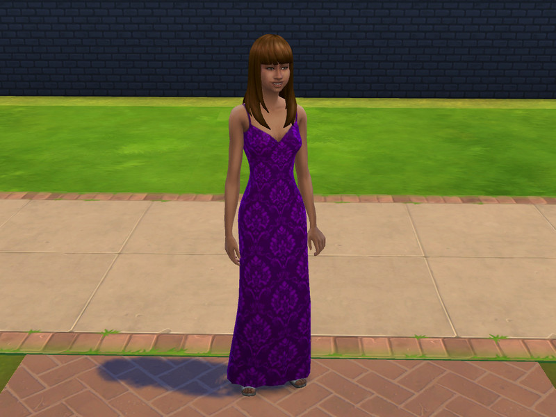 Sims 4 The Sims Resource | Patterned Maxi Dresses - Purple Dark Pattern [FYA] by TSR Creator