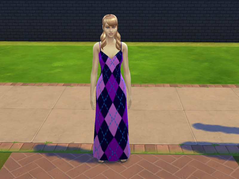 Sims 4 The Sims Resource | Patterned Maxi Dresses - Purple Diamonds [FYA] by TSR Creator