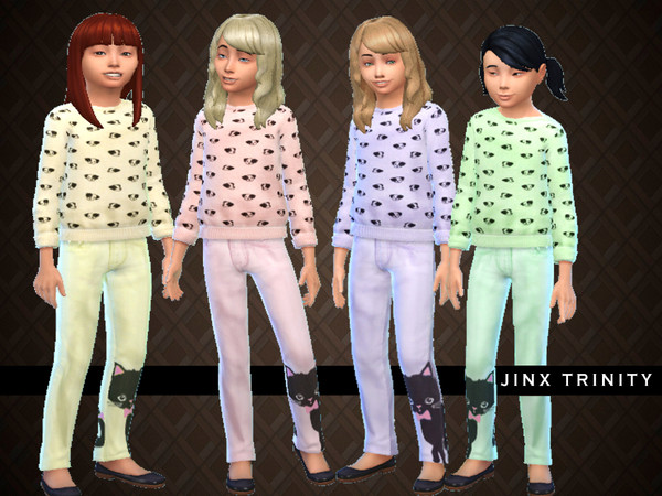 Sims 4 — Sneaky Cat and Doggies for little girls by JinxTrinity — This is a standalone mesh with four colors of my sneaky