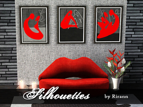 Sims 3 — Silhouettes by Rirann — A set of paintings with red silhouettes. These wall decorations will easily adorn any