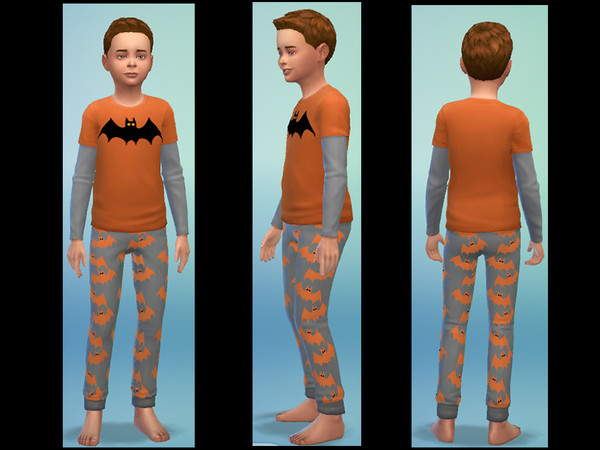 Sims 4 — Halloween Pajama Top and Bottom by Ominator2 — Get ready for Halloween!!!! Pajama Top and Bottoms With Bats