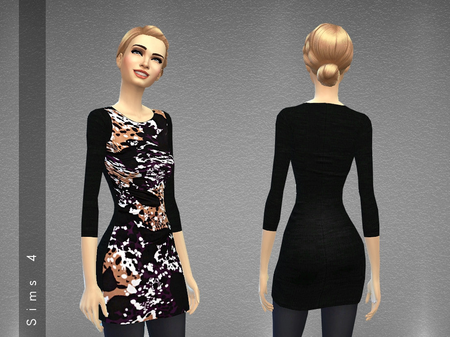 The Sims Resource - Diane Floral Print Jersey Dress