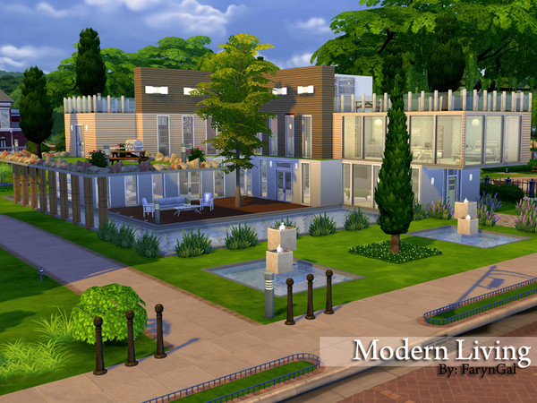 Sims 4 — Modern Living by FarynGal2 — This is my first modern house design. It is perfect for large sim family. It is
