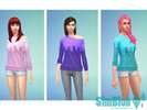 Sims 4 — Melting Sweaters by SimBlob — Three melting recolours of the off the shoulder sweater that comes with the game!