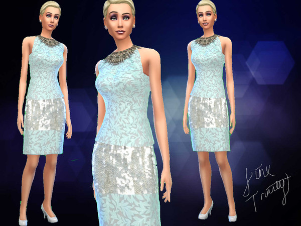 Sims 4 — Crystal Set by JinxTrinity — Made in sequined organza, this top and skirt is made to look like a dress. The top