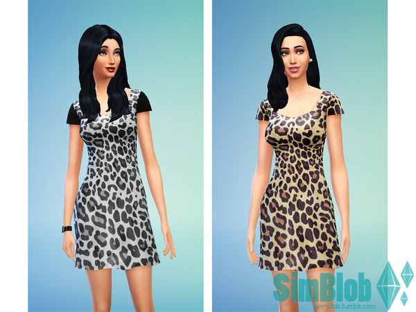 Sims 4 — Leopard Crossback Dresses by SimBlob — Two simple leopard recolours of the floral crossback dress that comes