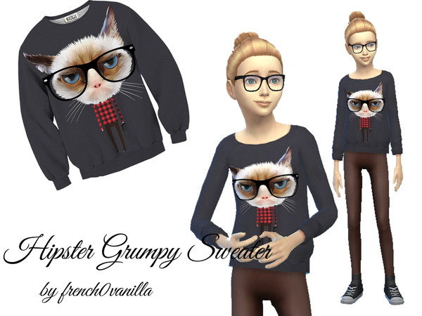 Sims 4 — KIDS Grumpy Cat Sweater by french0vanilla — KIDS Grumpy Cat Sweater