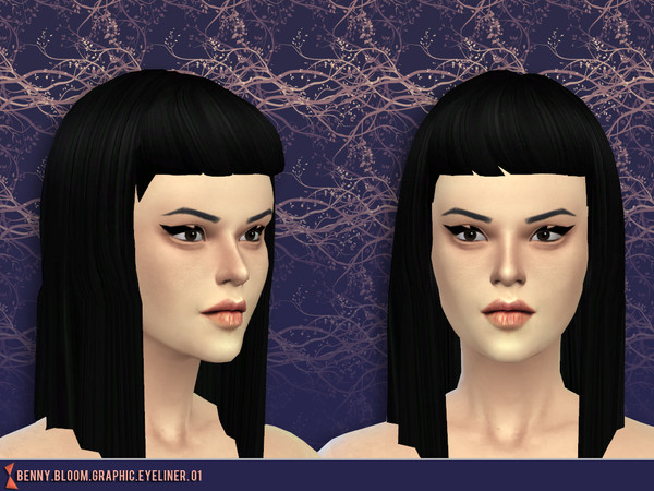 Sims 4 — Graphic Eyeliner 01 by benny_bloom — Part of a set of 3 graphic eyeliners that comes in 23 colors. 