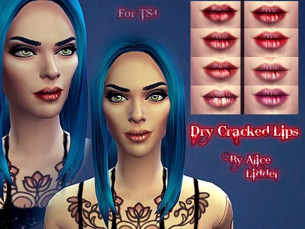 Sims 4 — Dry Cracked Lips by Alice_Liddel — Lipstick in 8 varieties. Standalone item. Enjoy!