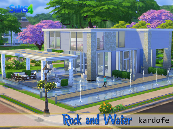Sims 4 — Rock and water by kardofe — Cheerful and fresh house completely surrounded by water, is a modern building which