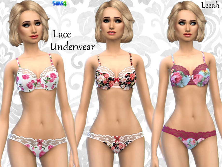 Sims 4 - Lace Printed Underwear by Leeah - A retexture from EA's Lace Underwear...