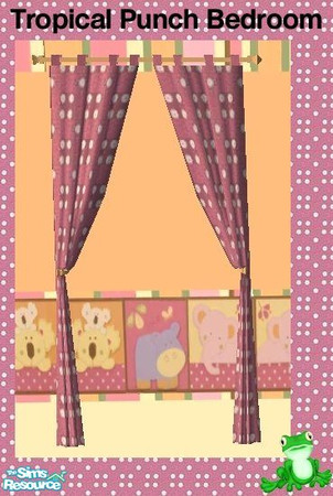 Sims 2 — Tropical Punch Curtains by frogger1617 — Tropical Punch Bedroom in shades of Pink, Orange, Yellow, Green, and