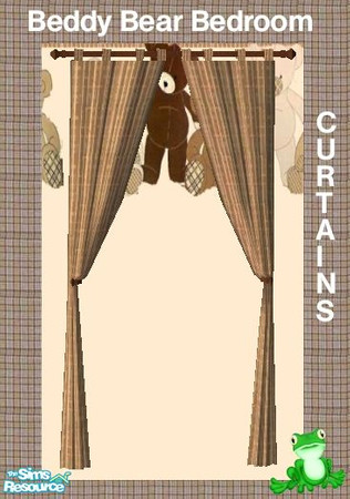 Sims 2 — Beddy Bear Curtains by frogger1617 — Childrens Bedroom in shades of brown and plaid. 