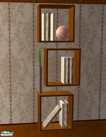 Sims 2 — Timeless Living  - Bookcase by Riverwillows — Lovely mauve and floral recolor of RICCI2882\'s wonderful Indy
