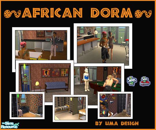 Sims 2 — African Dorm by Uma Design — Your African students might want to have a place of their own! Let them take over