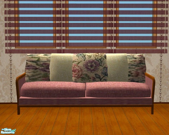 Sims 2 — Timeless Living  - Sofa by Riverwillows — Lovely mauve and floral recolor of RICCI2882\'s wonderful Indy Meshes,