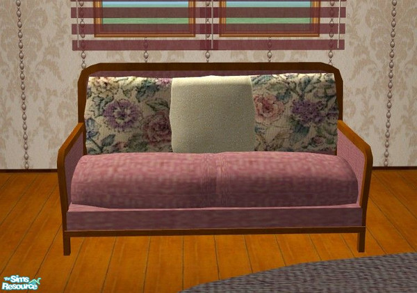 Sims 2 — Timeless Living  - Loveseat by Riverwillows — Lovely mauve and floral recolor of RICCI2882\'s wonderful Indy