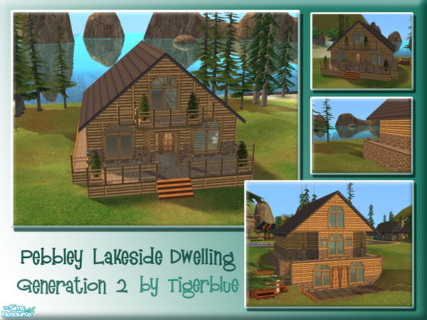 Sims 2 — Pebbley Lakeside Dwelling by Tigerblue — **REQUIRES BV ONLY** Lovely view of the lake from this warm cabin.