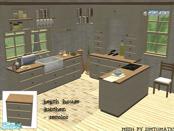 Sims 2 — beach house kitchen - light wood with darker tops by linasometimes — 