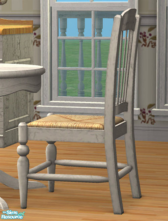 Sims 2 — Aged Country Kitchen - kitchen Chair by Simaddict99 — aged and crackled white painted country chair.