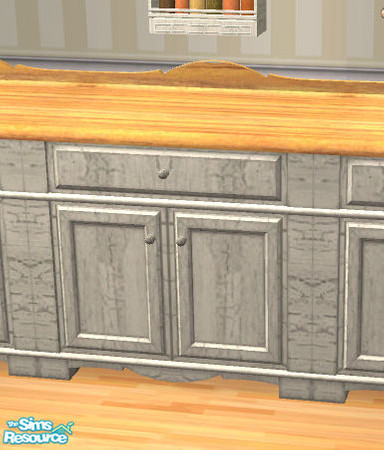 Sims 2 — Aged Country Kitchen - counter/cabinet by Simaddict99 — aged and crackled white painted country cabinet.