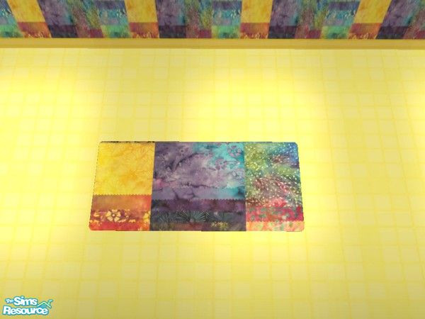 Sims 2 — Rainbow Batik Bath Set - Rug by Riverwillows — Cheery rug in a rainbow batik pattern. Part of the Rainbow Batik