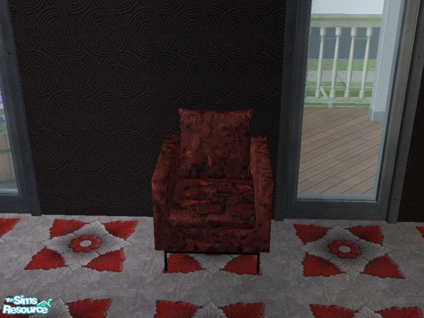 Sims 2 — Red  Marbella Chair - #442464 R by brena31 — The marbella sofa chair in a gothic dark red and black pattern:)