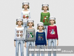 Sims 4 — Long Shirt Set Animals#001 by dx8seraph — Long Shirt Set Animals#001 For Child , Girls only. This is a