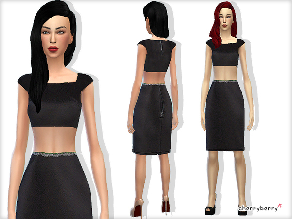 The Sims Resource - Black two piece dress