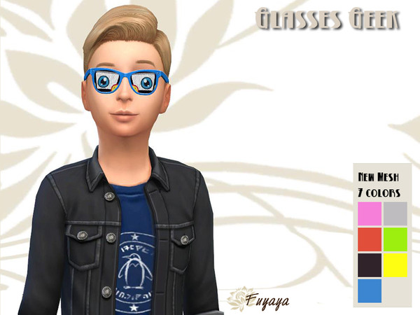 Sims 4 — Glasses Nunette Geek by Fuyaya — New mesh of glasses. The design is from the brand Nunette and here you have the