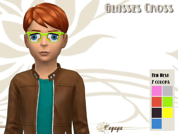 Sims 4 — Glasses Nunette Cross by Fuyaya — New mesh of glasses. The design is from the brand Nunette and here you have