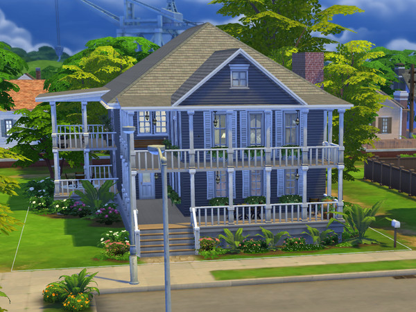 Sims 4 — Blue Azalea by DRcreations — Medium sized plantation style home with beautiful hardwood floors. French style