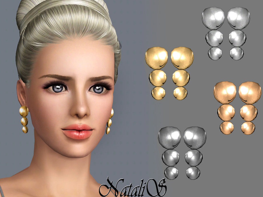 Sims 3 - NataliS_SIMS3_Triple Round Drop Earrings FT-TE by Natalis - Simple...
