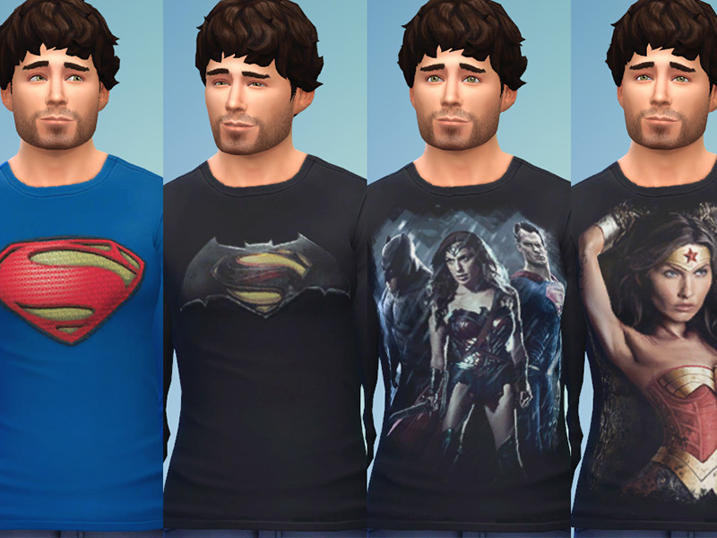 The Sims Resource - Man of Steel / Batman v Superman T-Shirt Pack