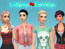 Sims 4 — Lollipop Earrings for Females by Lainchen — Standalone Mesh with own Swatches. 4 Colours. For female teens,