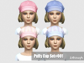 Sims 4 — Child Puffy Cap Set#001 by dx8seraph — Child Puffy Cap Set#001 For Child, Girls only. with 2 different design in