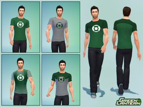 Sims 4 — Green Lantern Logo T-Shirts by Nightflier — My fourth custom content offers the Green Lantern logo on a classic