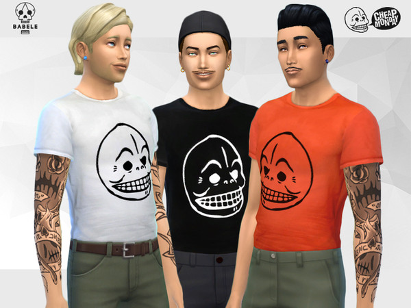 Sims 4 — Cheap Monday - Bruce Skull Tee [standalone] by Babele — Brand: Cheap Monday a Swedish clothing label founded in