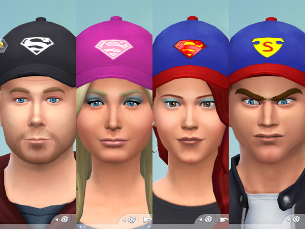 Sims 4 — Superman Logo Caps by Nightflier — As a big Superman Fan, I have recreated a Set of Superman Logo Caps in four